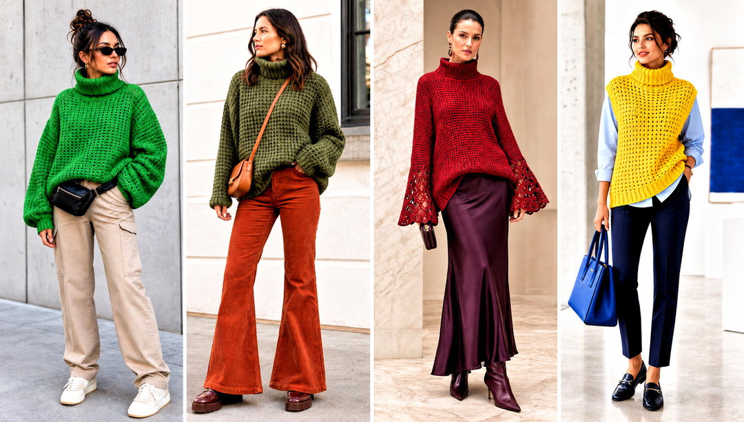 15 Oversized Turtleneck Crochet Sweater Outfit Ideas