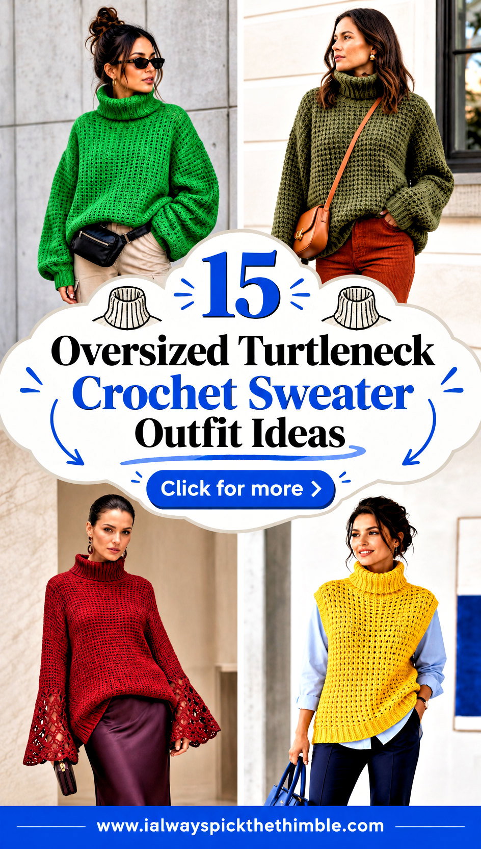 15 Oversized Turtleneck Crochet Sweater Outfit Ideas - 15 Oversized Turtleneck Crochet Sweater Outfit Ideas