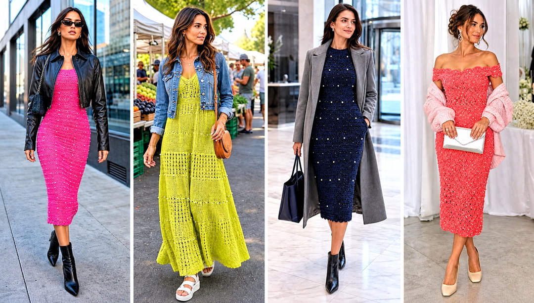 15 Pearl Embellished Crochet Dress Outfit Ideas for Events