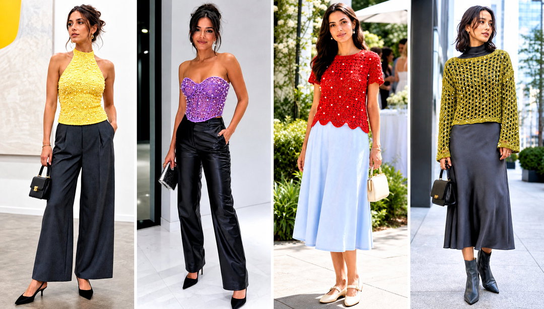 15 Pearl Embellished Crochet Top Outfit Ideas for Date Night