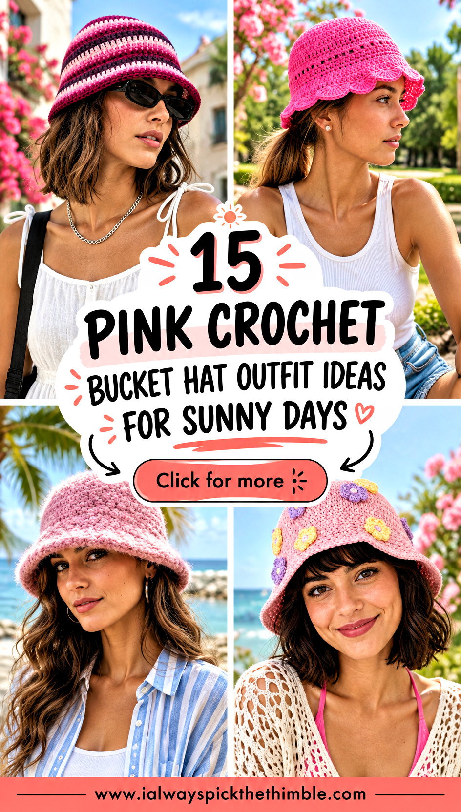 15 Pink Crochet Bucket Hat Outfit Ideas for Sunny Days - 15 Pink Crochet Bucket Hat Outfit Ideas for Sunny Days