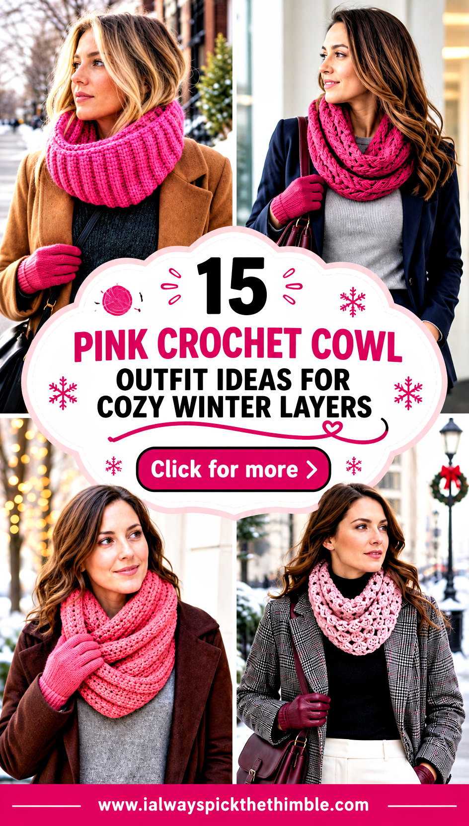 15 Pink Crochet Cowl Outfit Ideas for Cozy Winter Layers - 15 Pink Crochet Cowl Outfit Ideas for Cozy Winter Layers