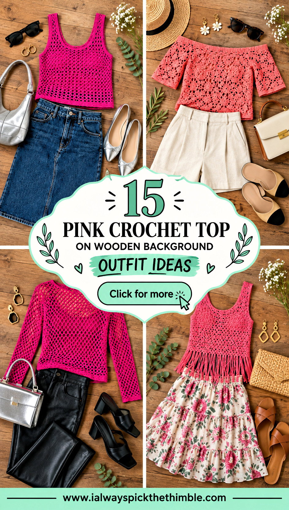 15 Pink Crochet Top on Wooden Background Outfit Ideas - 15 Pink Crochet Top on Wooden Background Outfit Ideas