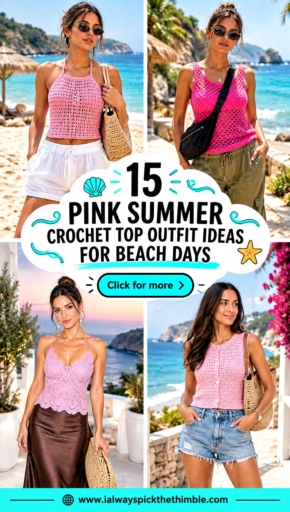 15 Pink Summer Crochet Top Outfit Ideas for Beach Days - 15 Pink Summer Crochet Top Outfit Ideas for Beach Days