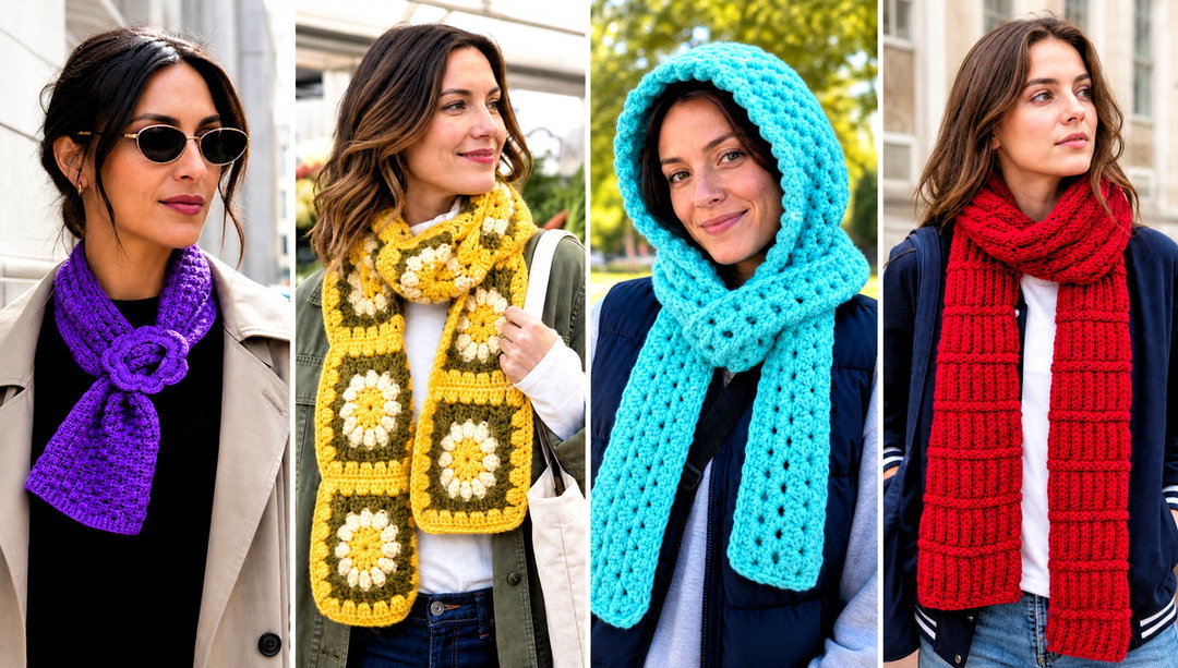 15 Playful Puffs Crochet Scarf Outfit Ideas for Chilly Days