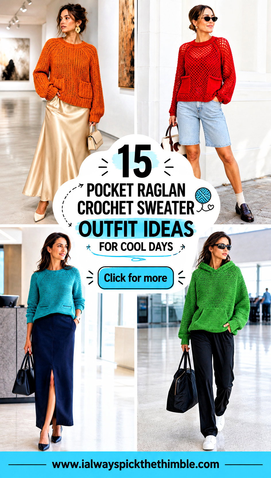 15 Pocket Raglan Crochet Sweater Outfit Ideas for Cool Days - 15 Pocket Raglan Crochet Sweater Outfit Ideas for Cool Days