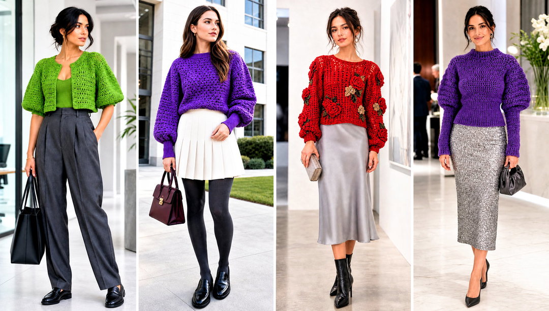 15 Puffy Crochet Sweater Outfit Ideas for Soft Winter Style