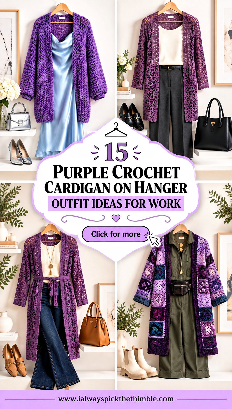 15 Purple Crochet Cardigan on Hanger Outfit Ideas for Work - 15 Purple Crochet Cardigan on Hanger Outfit Ideas for Work