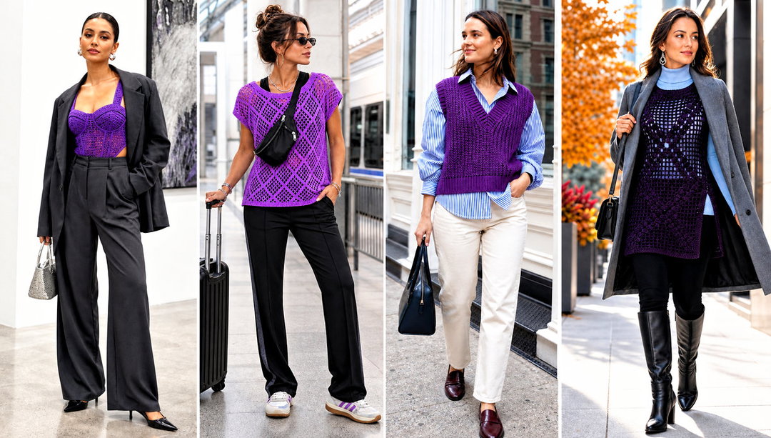 15 Purple Crochet Top Design Outfit Ideas for Boho Looks