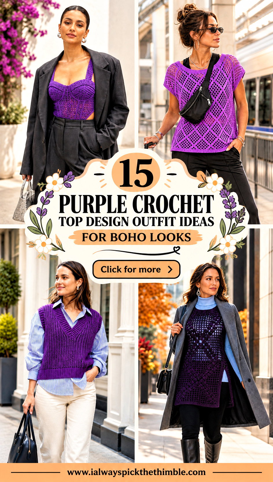 15 Purple Crochet Top Design Outfit Ideas for Boho Looks - 15 Purple Crochet Top Design Outfit Ideas for Boho Looks