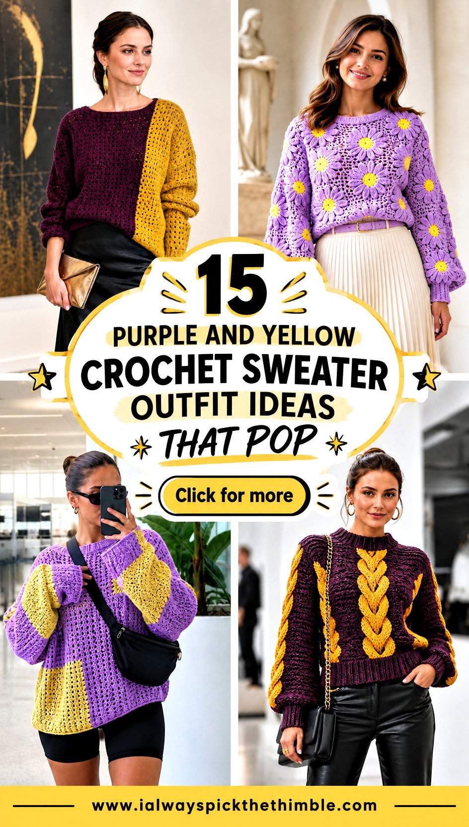 15 Purple and Yellow Crochet Sweater Outfit Ideas That Pop - 15 Purple and Yellow Crochet Sweater Outfit Ideas That Pop