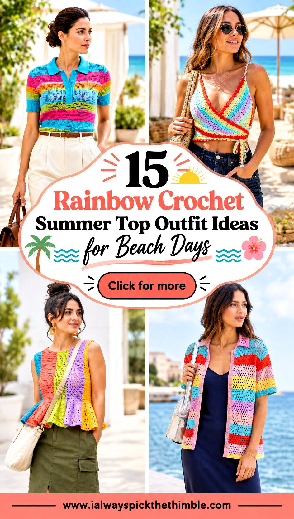 15 Rainbow Crochet Summer Top Outfit Ideas for Beach Days - 15 Rainbow Crochet Summer Top Outfit Ideas for Beach Days