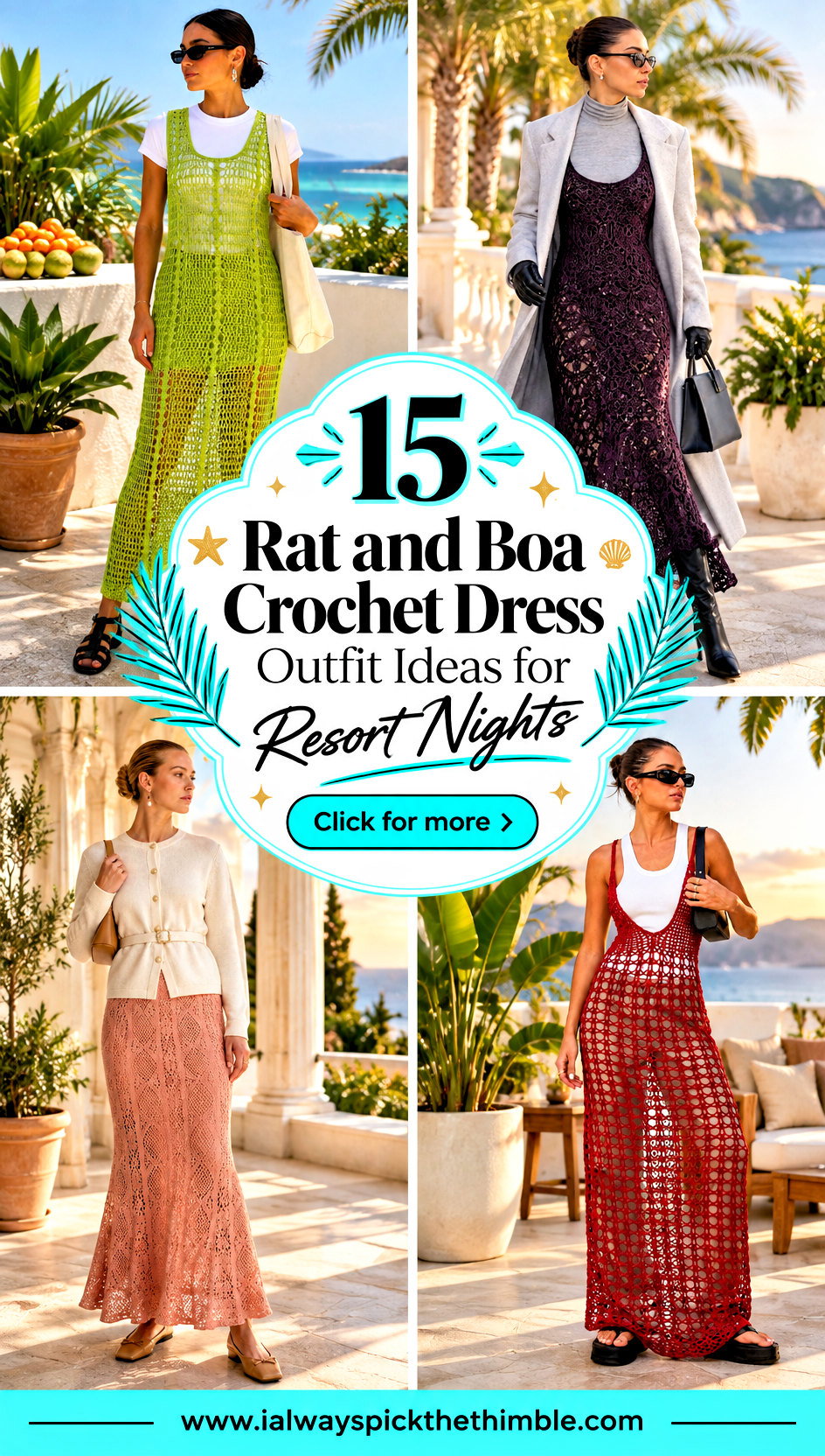 15 Rat and Boa Crochet Dress Outfit Ideas for Resort Nights - 15 Rat and Boa Crochet Dress Outfit Ideas for Resort Nights