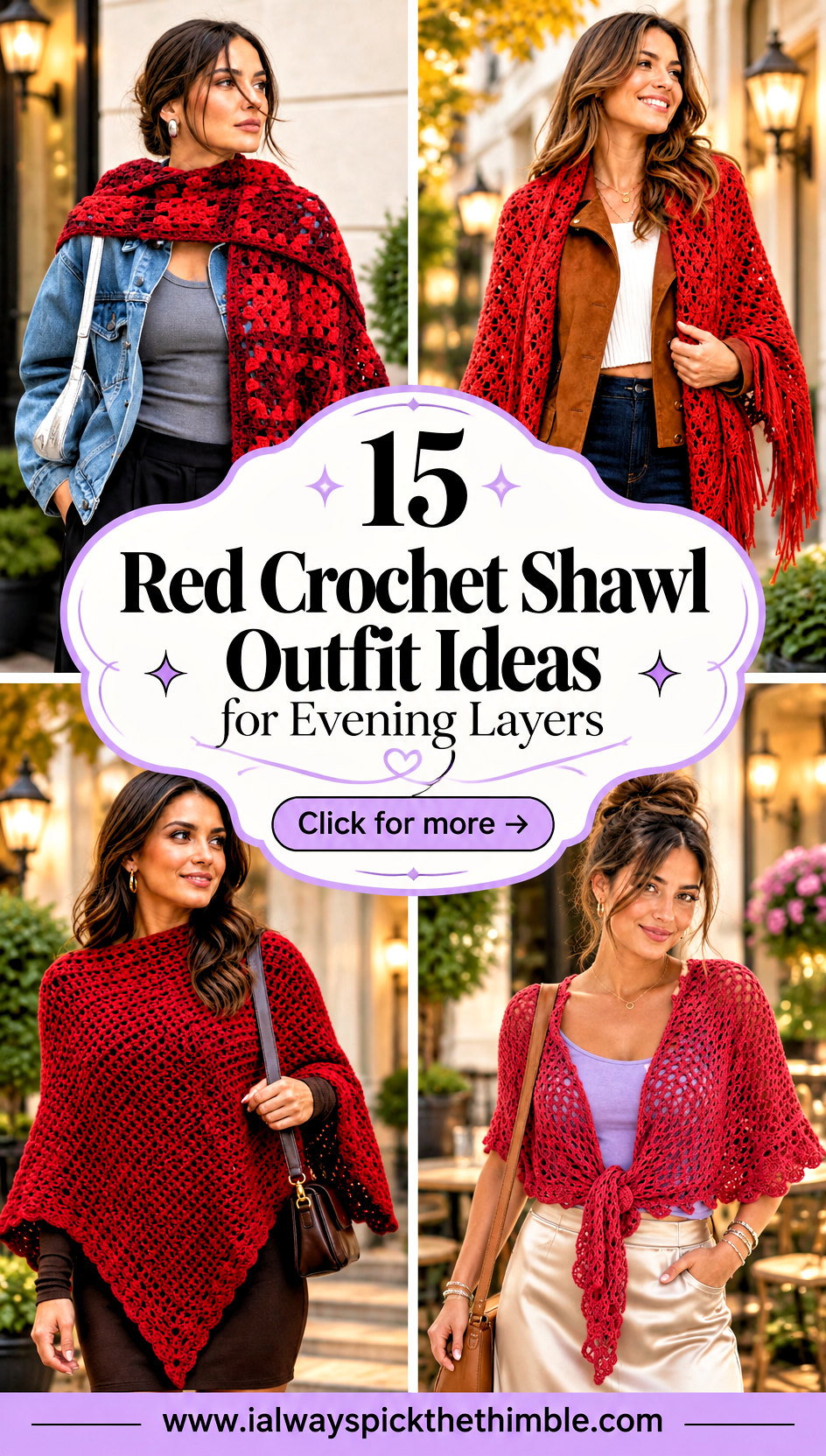 15 Red Crochet Shawl Outfit Ideas for Evening Layers - 15 Red Crochet Shawl Outfit Ideas for Evening Layers