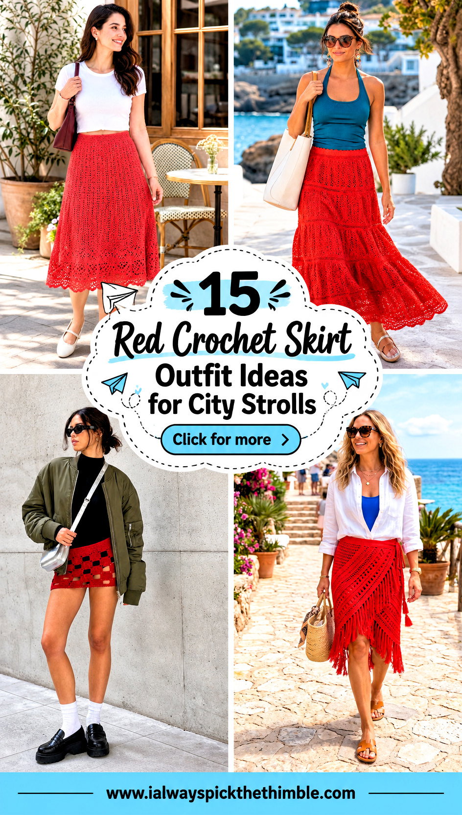 15 Red Crochet Skirt Outfit Ideas for City Strolls - 15 Red Crochet Skirt Outfit Ideas for City Strolls