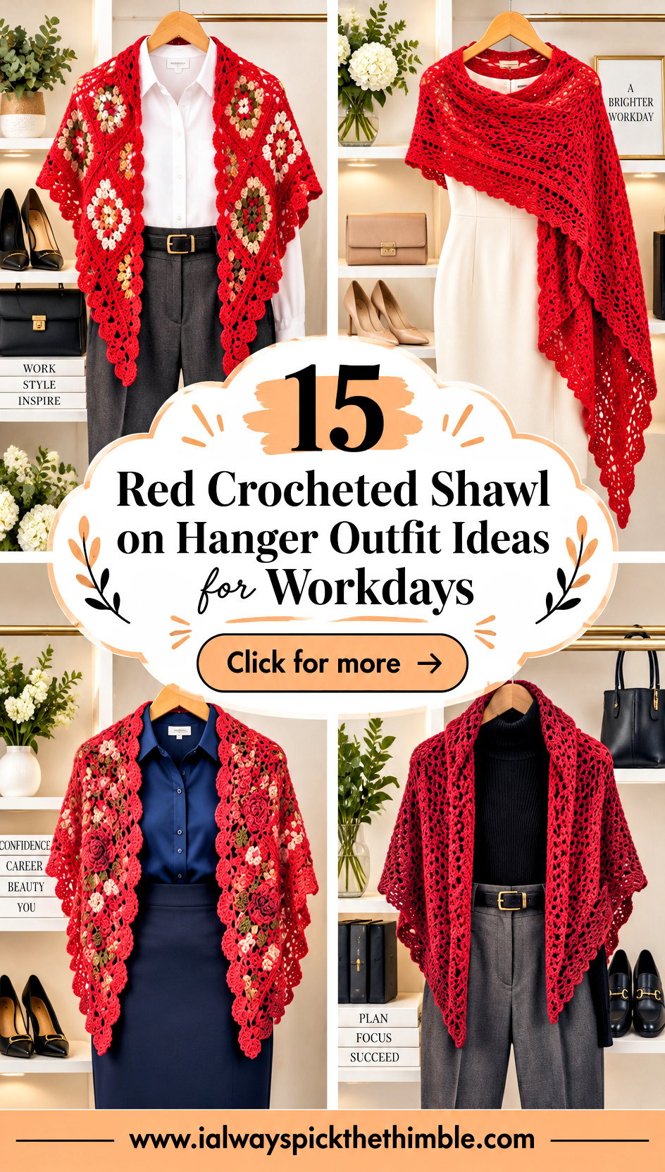 15 Red Crocheted Shawl on Hanger Outfit Ideas for Workdays - 15 Red Crocheted Shawl on Hanger Outfit Ideas for Workdays