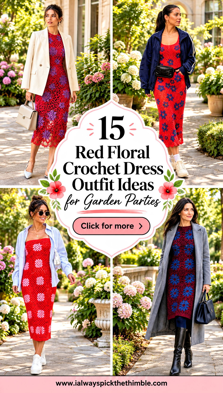 15 Red Floral Crochet Dress Outfit Ideas for Garden Parties - 15 Red Floral Crochet Dress Outfit Ideas for Garden Parties