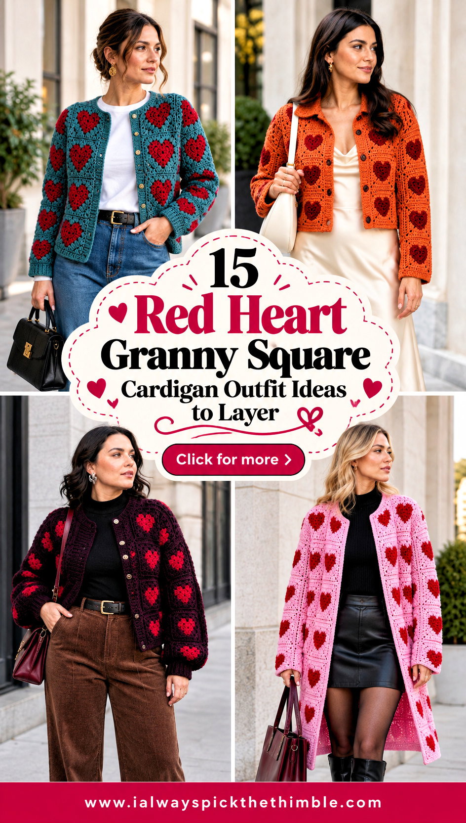 15 Red Heart Granny Square Cardigan Outfit Ideas to Layer - 15 Red Heart Granny Square Cardigan Outfit Ideas to Layer