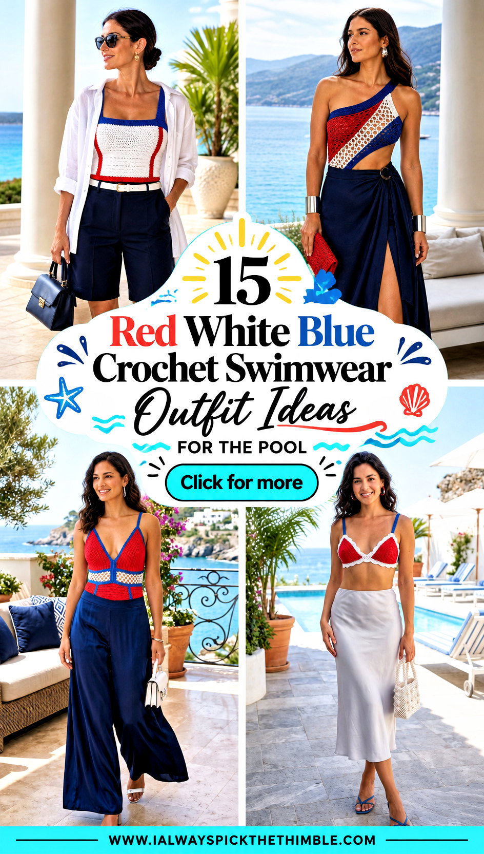 15 Red White Blue Crochet Swimwear Outfit Ideas for the Pool - 15 Red White Blue Crochet Swimwear Outfit Ideas for the Pool