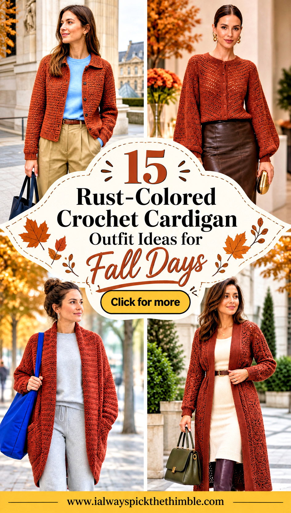 15 Rust-Colored Crochet Cardigan Outfit Ideas for Fall Days - 15 Rust-Colored Crochet Cardigan Outfit Ideas for Fall Days