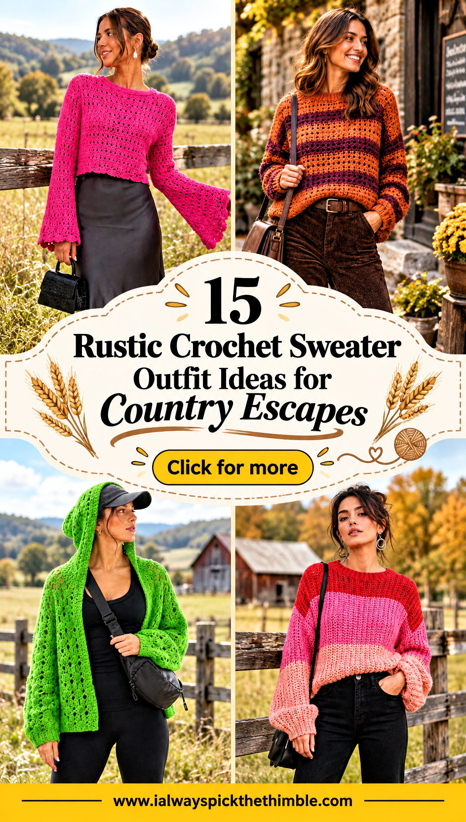 15 Rustic Crochet Sweater Outfit Ideas for Country Escapes - 15 Rustic Crochet Sweater Outfit Ideas for Country Escapes