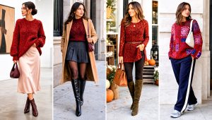 15 Rustic Red Crochet Sweater Outfit Ideas for Cabin Trips