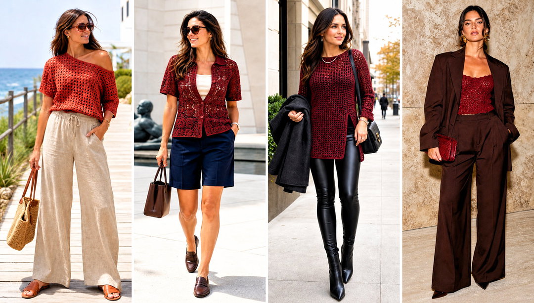 15 Rustic Red Crochet Top Outfit Ideas with Earthy Neutrals