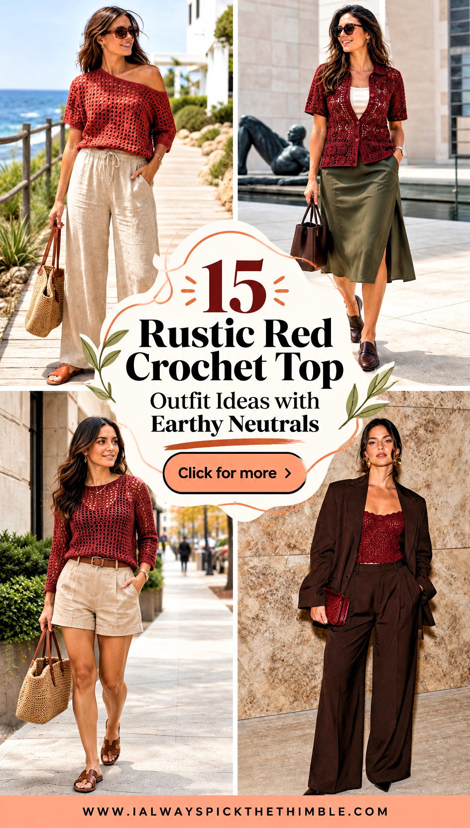 15 Rustic Red Crochet Top Outfit Ideas with Earthy Neutrals - 15 Rustic Red Crochet Top Outfit Ideas with Earthy Neutrals