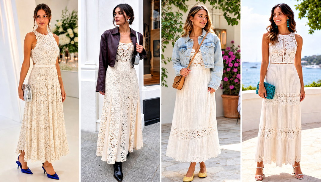 15 Self Portrait Pleated Crochet Floral Maxi Dress Outfit Ideas