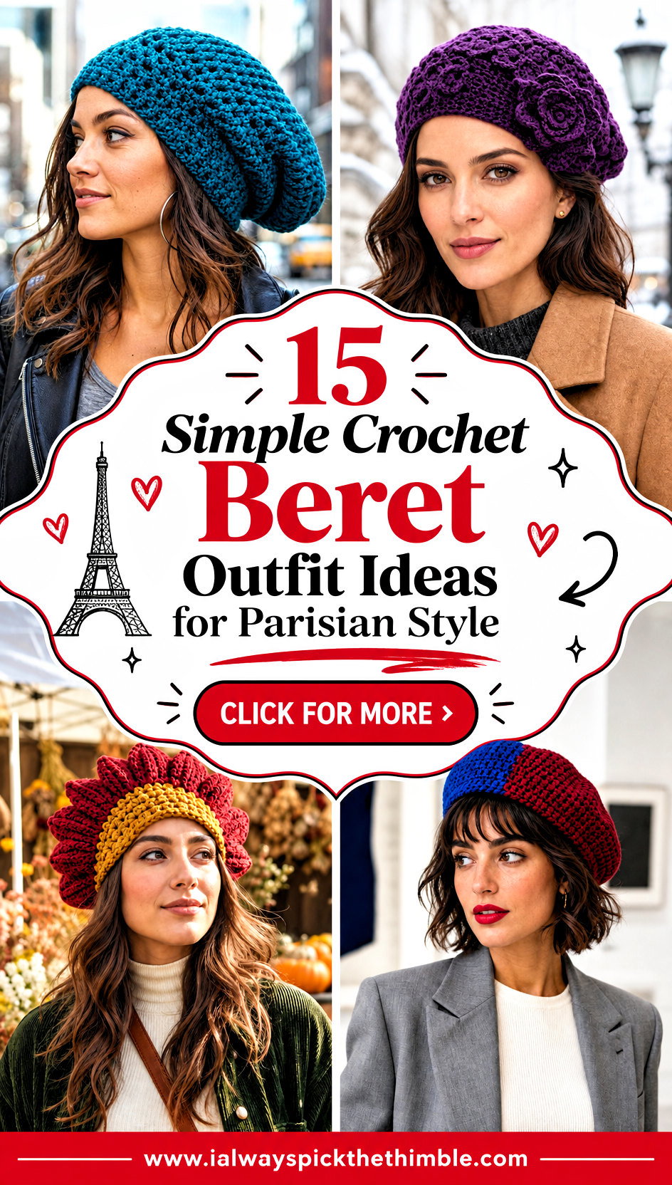 15 Simple Crochet Beret Outfit Ideas for Parisian Style - 15 Simple Crochet Beret Outfit Ideas for Parisian Style