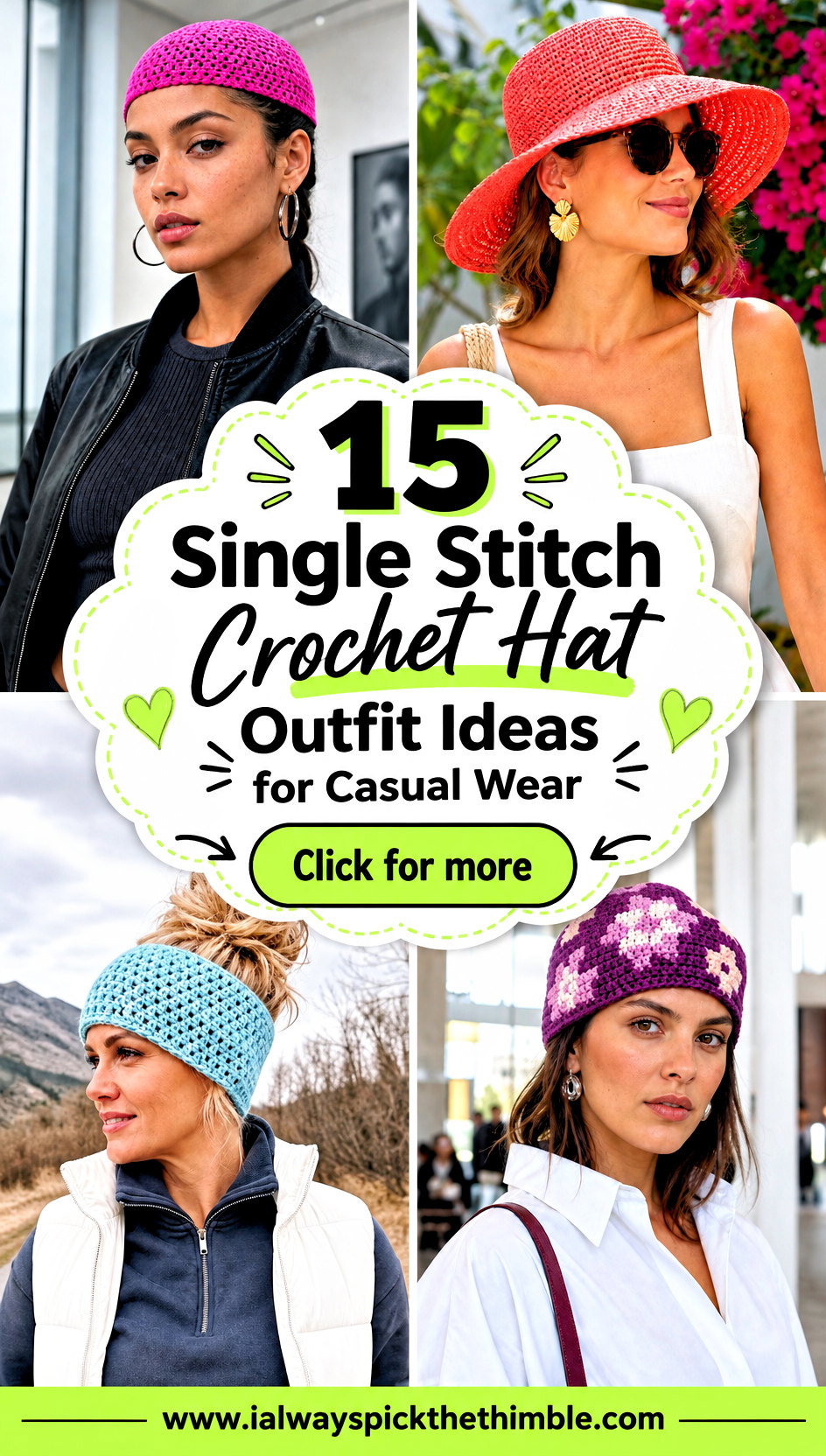 15 Single Stitch Crochet Hat Outfit Ideas for Casual Wear - 15 Single Stitch Crochet Hat Outfit Ideas for Casual Wear