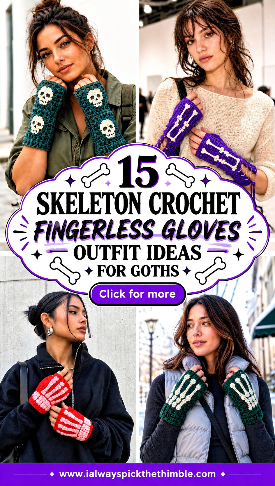 15 Skeleton Crochet Fingerless Gloves Outfit Ideas for Goths - 15 Skeleton Crochet Fingerless Gloves Outfit Ideas for Goths