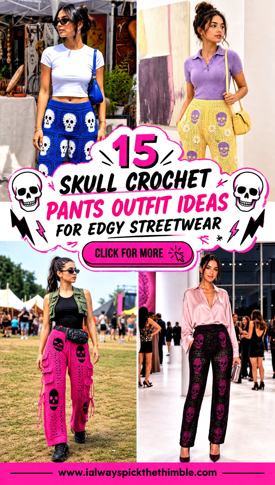 15 Skull Crochet Pants Outfit Ideas for Edgy Streetwear - 15 Skull Crochet Pants Outfit Ideas for Edgy Streetwear