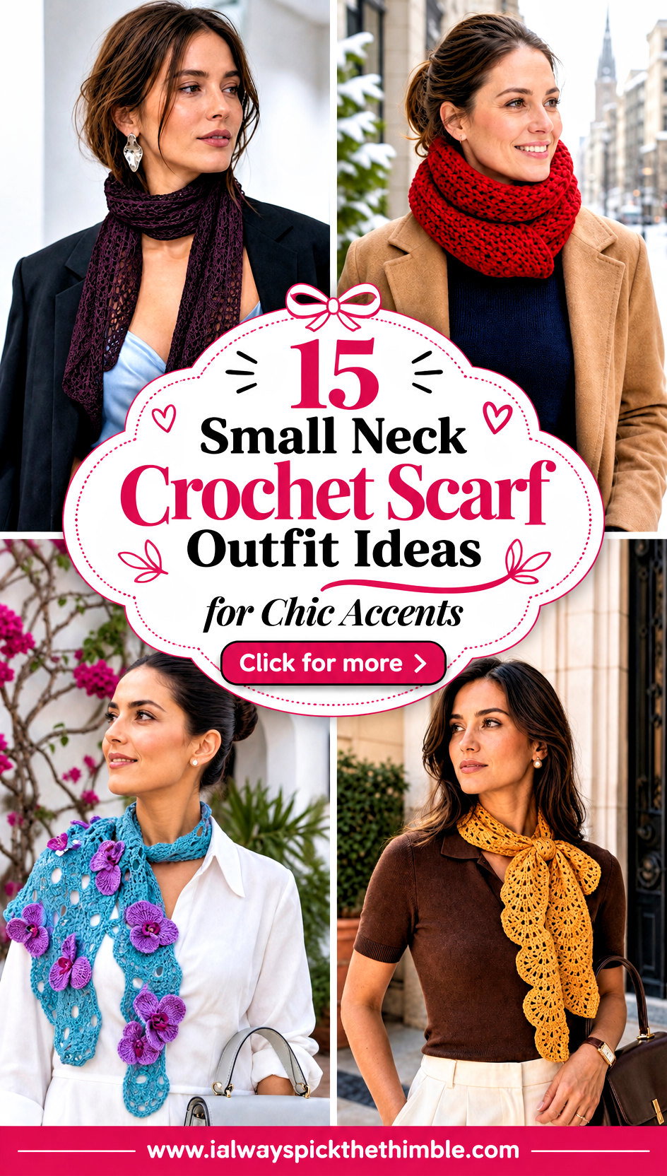 15 Small Neck Crochet Scarf Outfit Ideas for Chic Accents - 15 Small Neck Crochet Scarf Outfit Ideas for Chic Accents