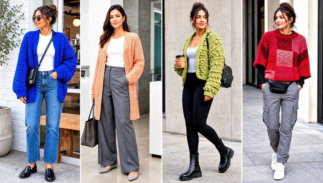 15 Sofa Crochet Sweater Outfit Ideas for Easy Lounging