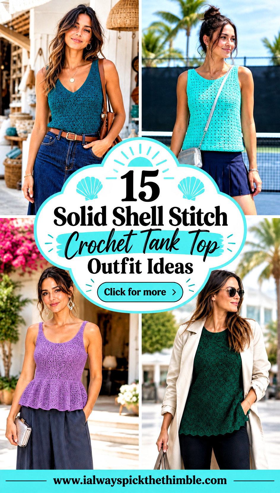 15 Solid Shell Stitch Crochet Tank Top Outfit Ideas - 15 Solid Shell Stitch Crochet Tank Top Outfit Ideas