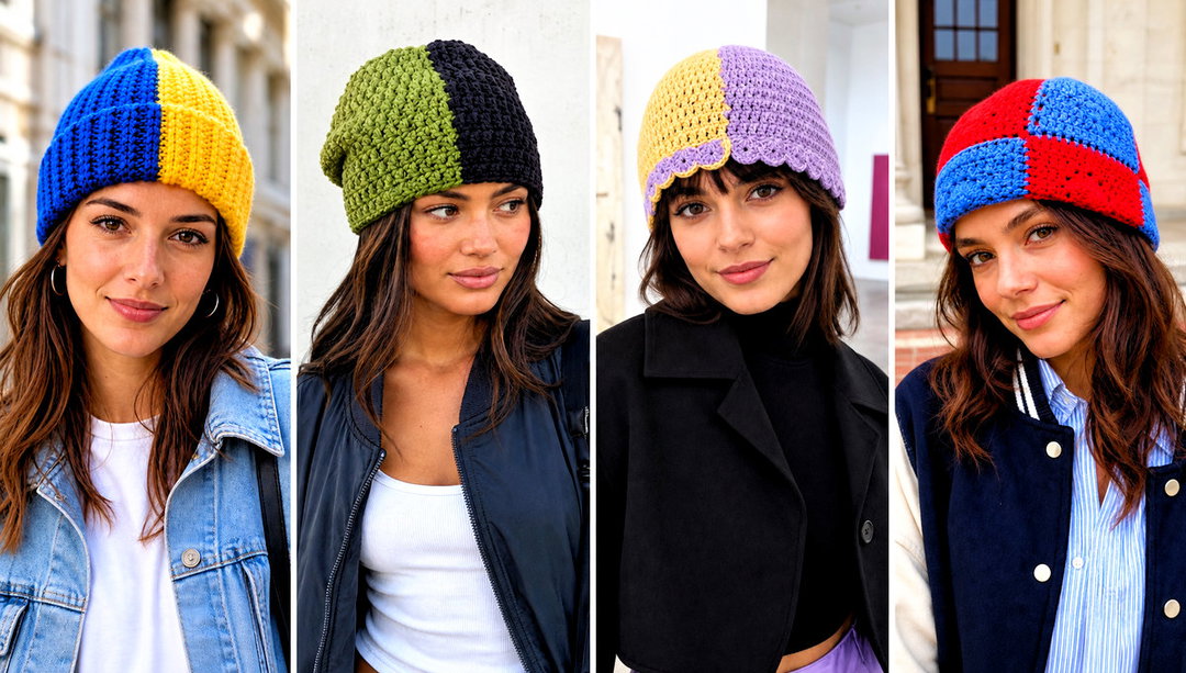 15 Split Color Crochet Beanie Outfit Ideas for Bold Looks