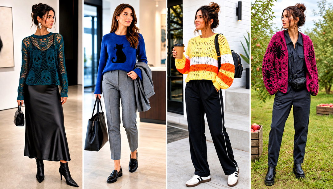 15 Spooky Crochet Sweater Outfit Ideas for Fall Outings