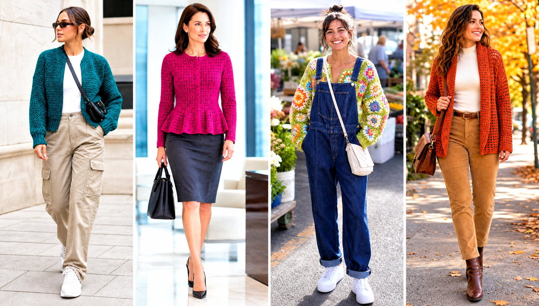 15 Sport Weight Crochet Cardigan Outfit Ideas for Cool Days