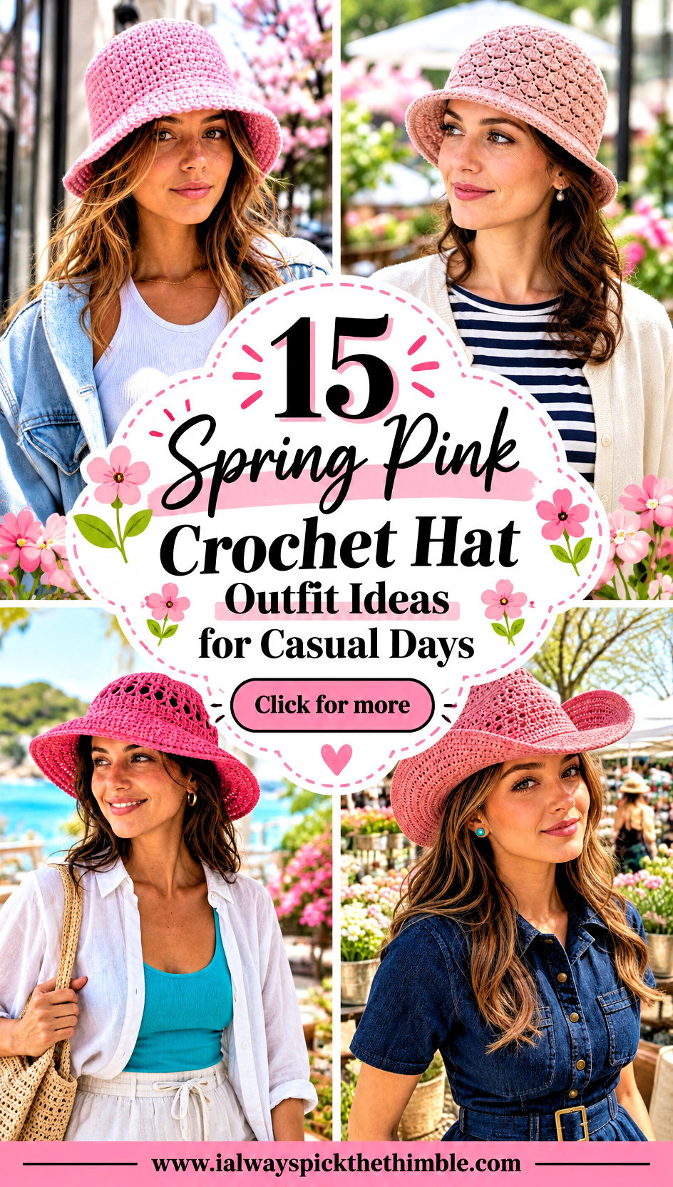 15 Spring Pink Crochet Hat Outfit Ideas for Casual Days - 15 Spring Pink Crochet Hat Outfit Ideas for Casual Days