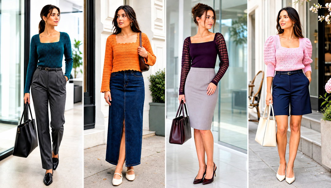 15 Square Neck Crochet Sweater Outfit Ideas for Date Night