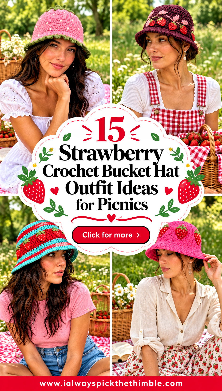15 Strawberry Crochet Bucket Hat Outfit Ideas for Picnics - 15 Strawberry Crochet Bucket Hat Outfit Ideas for Picnics