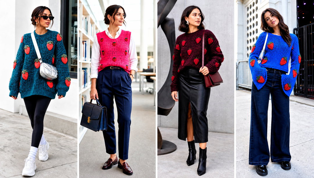 15 Strawberry Crochet Sweater Outfit Ideas for Sweet Style
