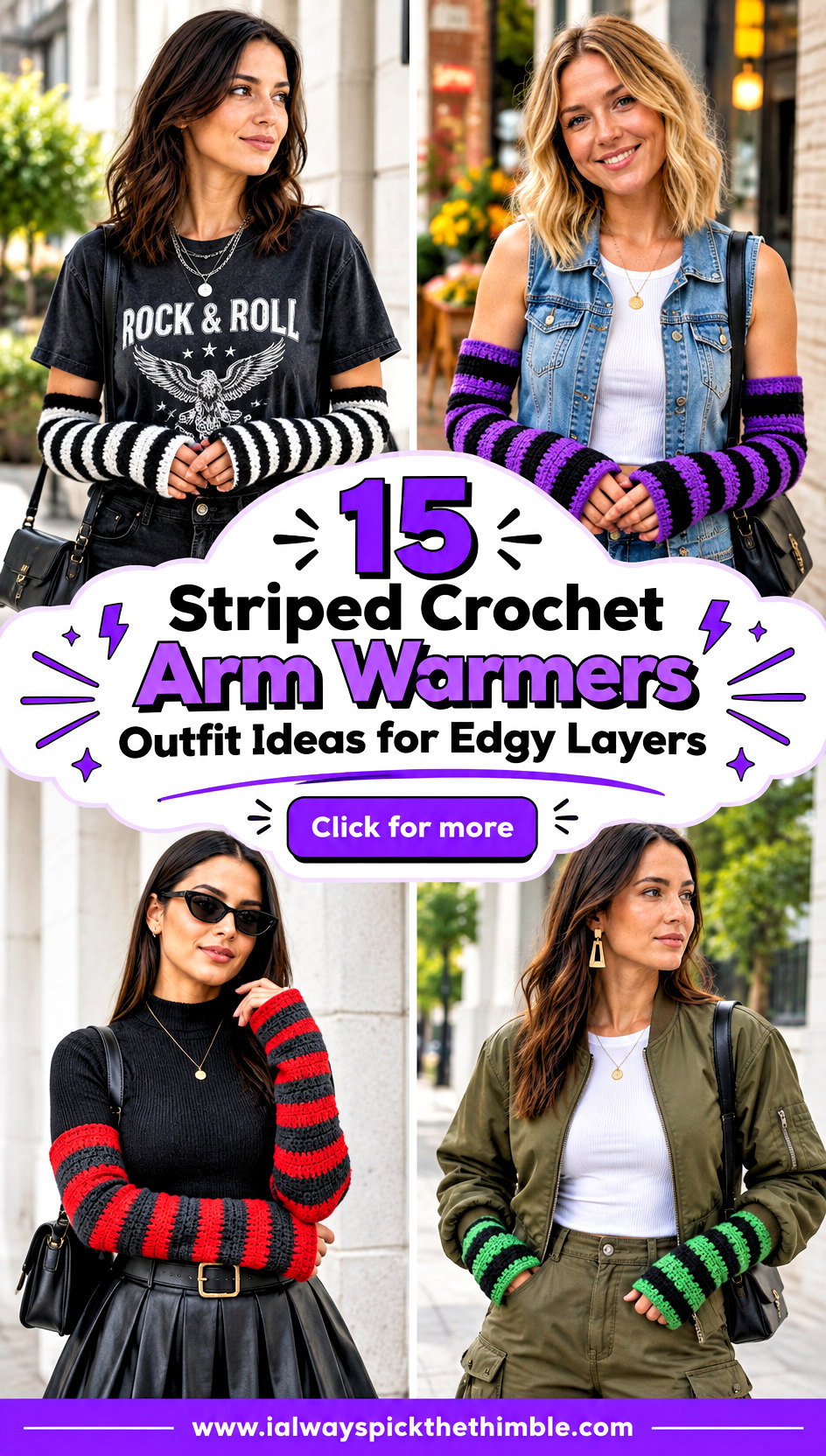 15 Striped Crochet Arm Warmers Outfit Ideas for Edgy Layers - 15 Striped Crochet Arm Warmers Outfit Ideas for Edgy Layers