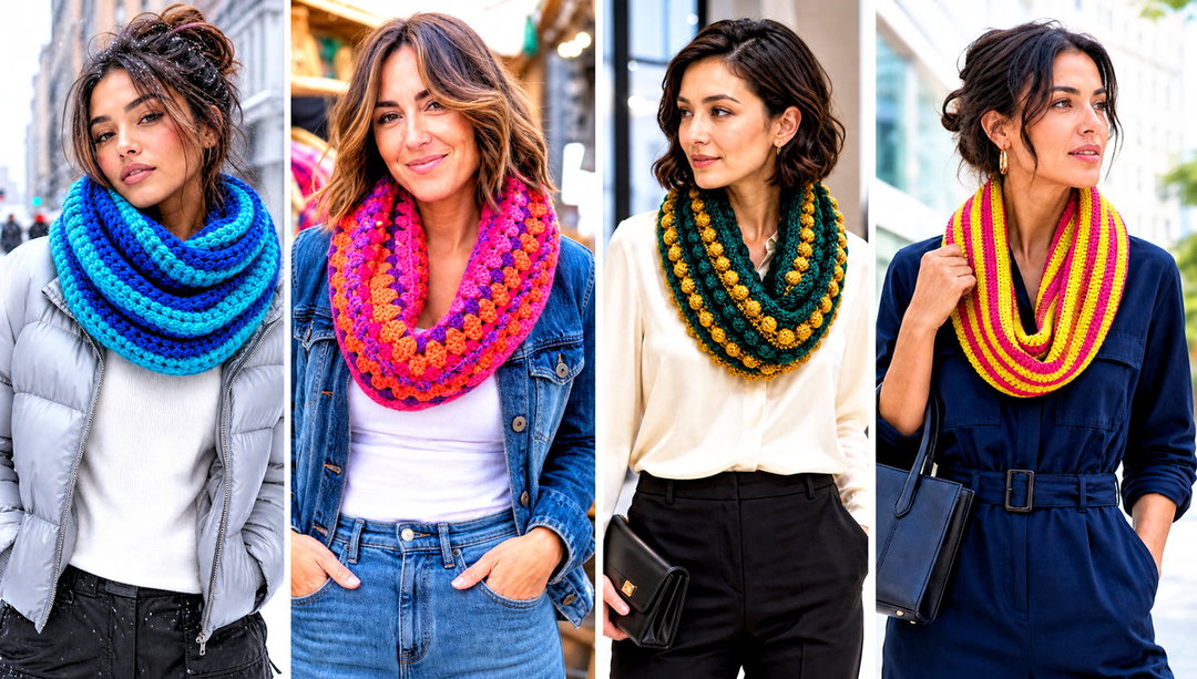15 Striped Crochet Infinity Scarf Outfit Ideas for Fall