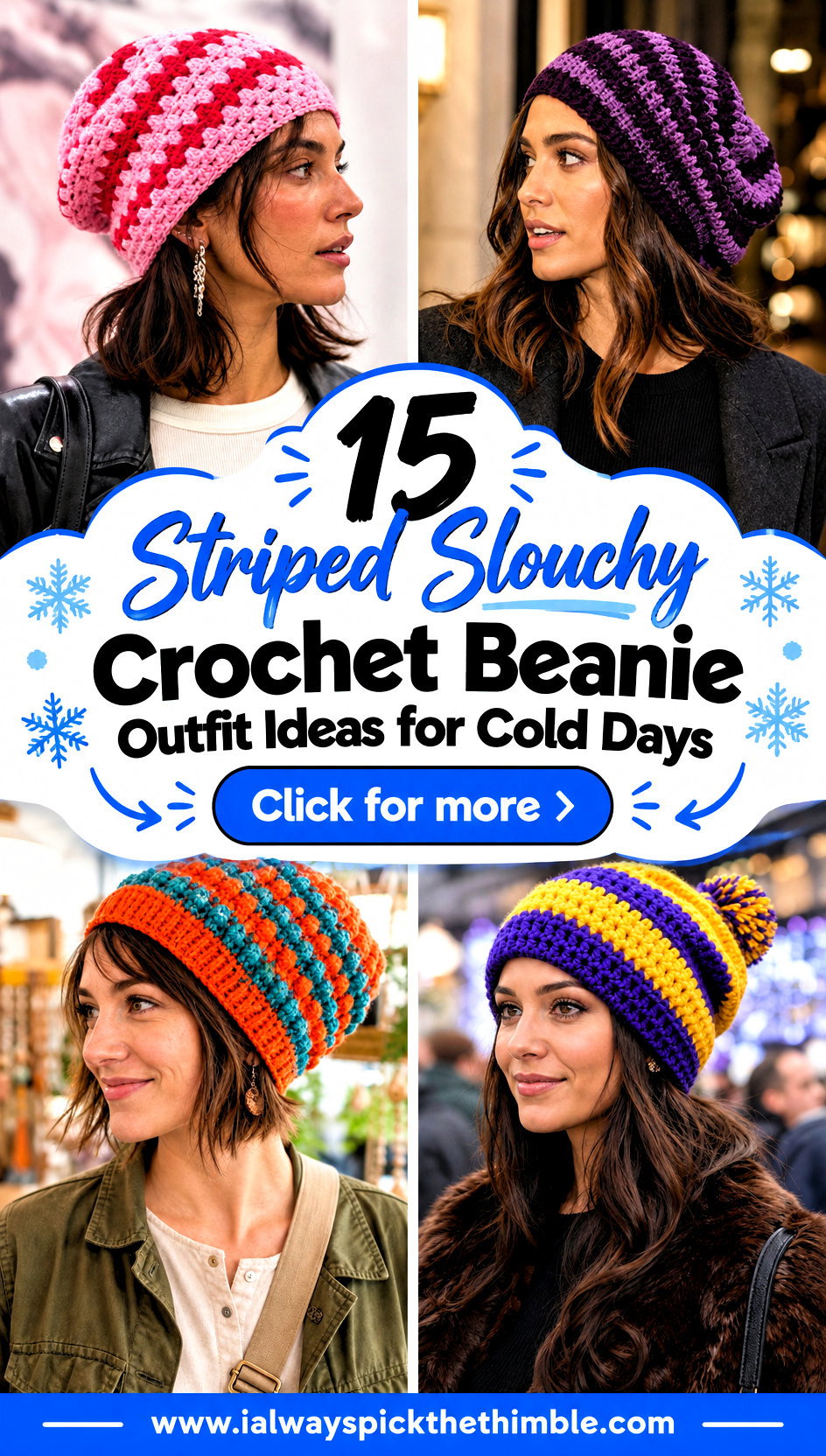 15 Striped Slouchy Crochet Beanie Outfit Ideas for Cold Days - 15 Striped Slouchy Crochet Beanie Outfit Ideas for Cold Days