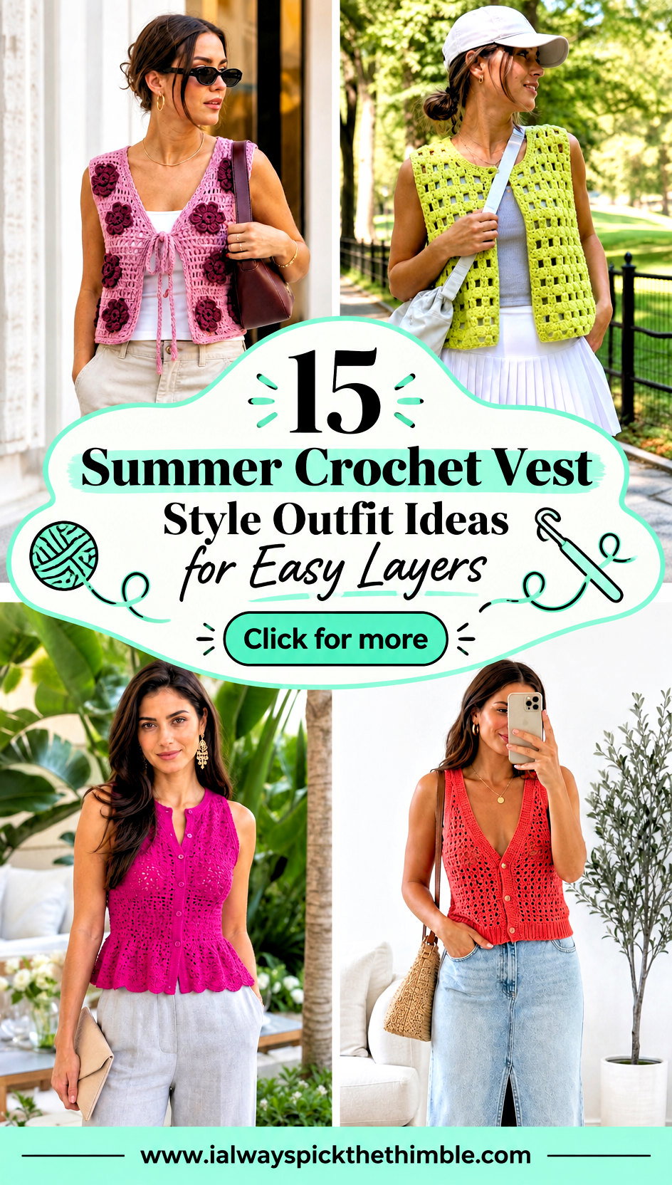 15 Summer Crochet Vest Style Outfit Ideas for Easy Layers - 15 Summer Crochet Vest Style Outfit Ideas for Easy Layers