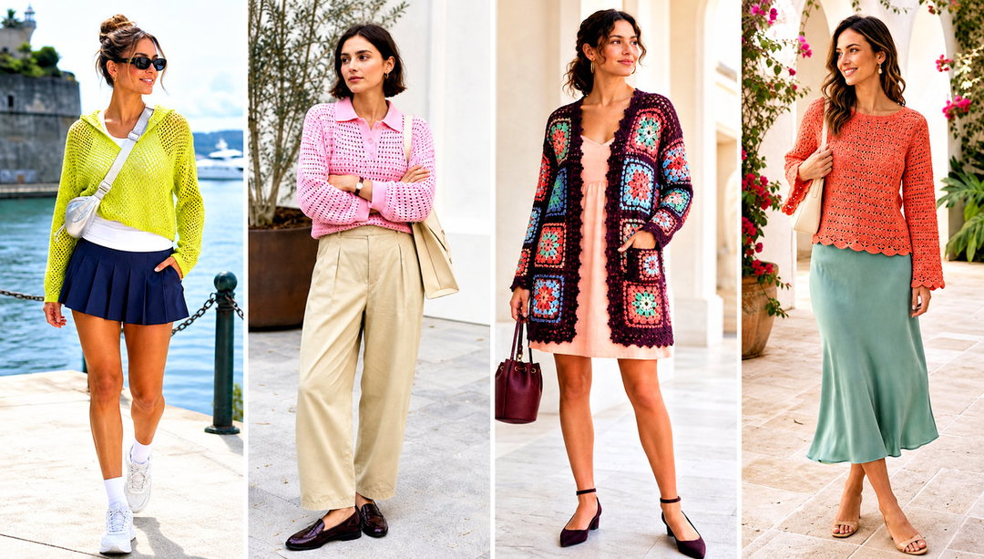 15 Summer Style Crochet Sweater Outfit Ideas for Cool Nights