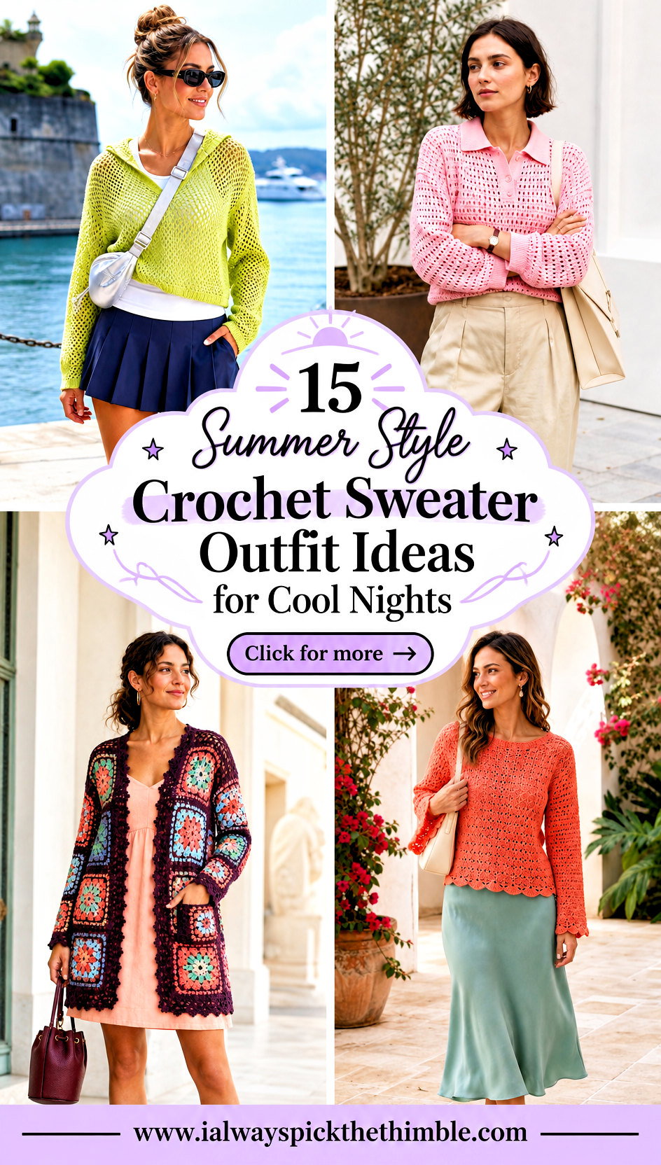 15 Summer Style Crochet Sweater Outfit Ideas for Cool Nights - 15 Summer Style Crochet Sweater Outfit Ideas for Cool Nights