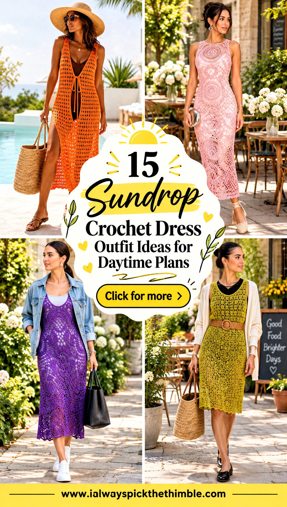15 Sundrop Crochet Dress Outfit Ideas for Daytime Plans - 15 Sundrop Crochet Dress Outfit Ideas for Daytime Plans